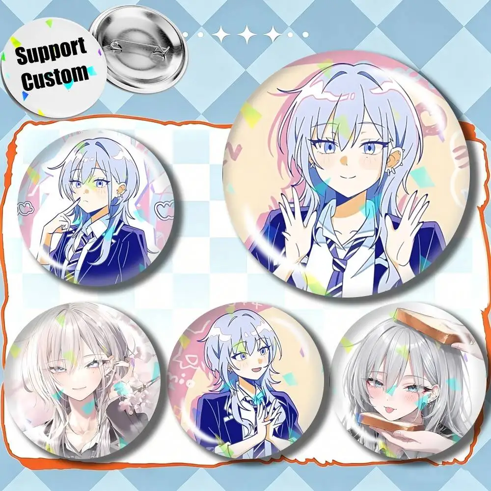 Модные броши-значки Haimiya-senpai WA Kowakute Kawaii с индивидуальным дизайном, персонализированные значки с эффектом разбитого стекла, модный аксессуар