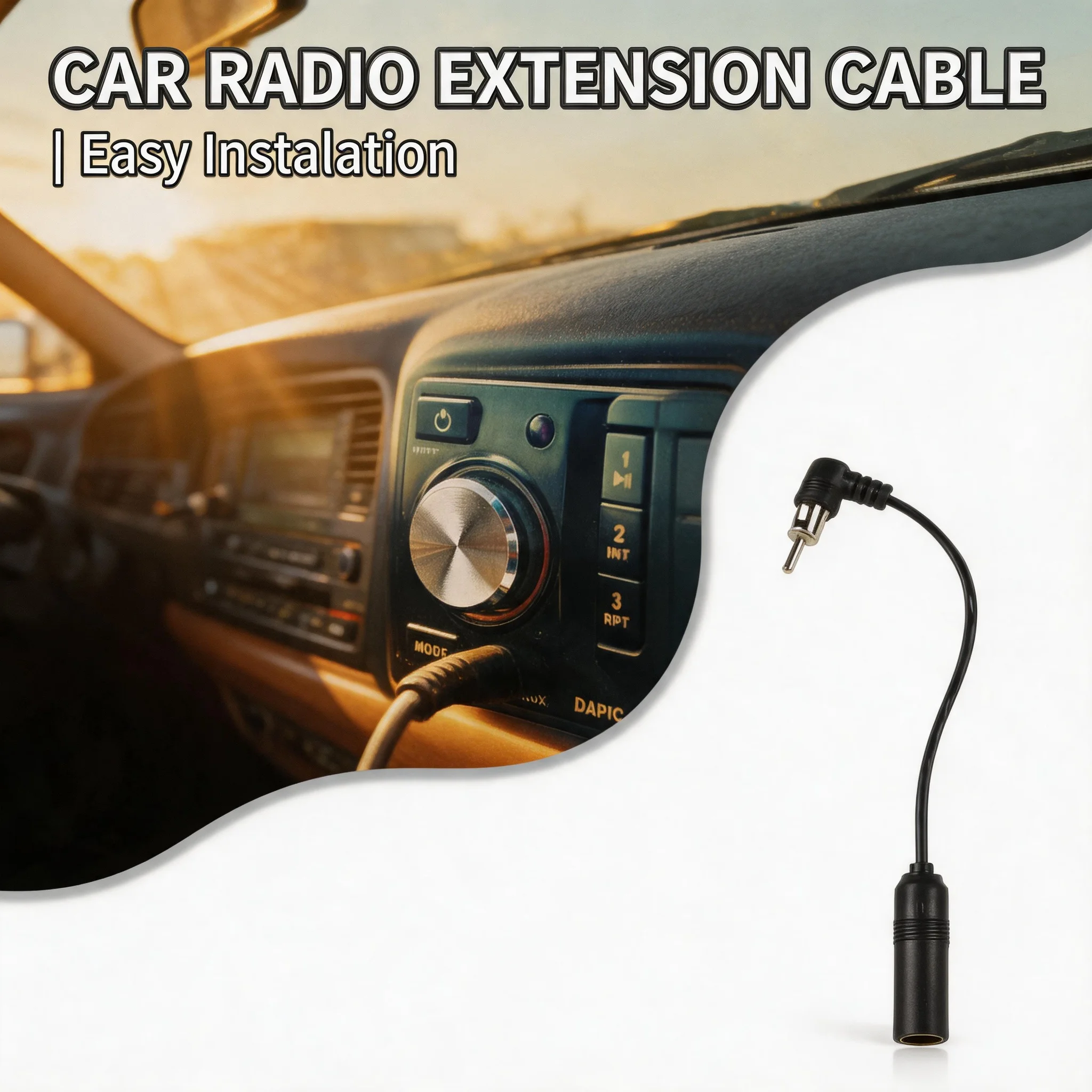 Male To Female Elbow Antenna Adapter Stereo Audio Vehicle AM/FM Radio Aerial Extension Cable for Car Stereo System