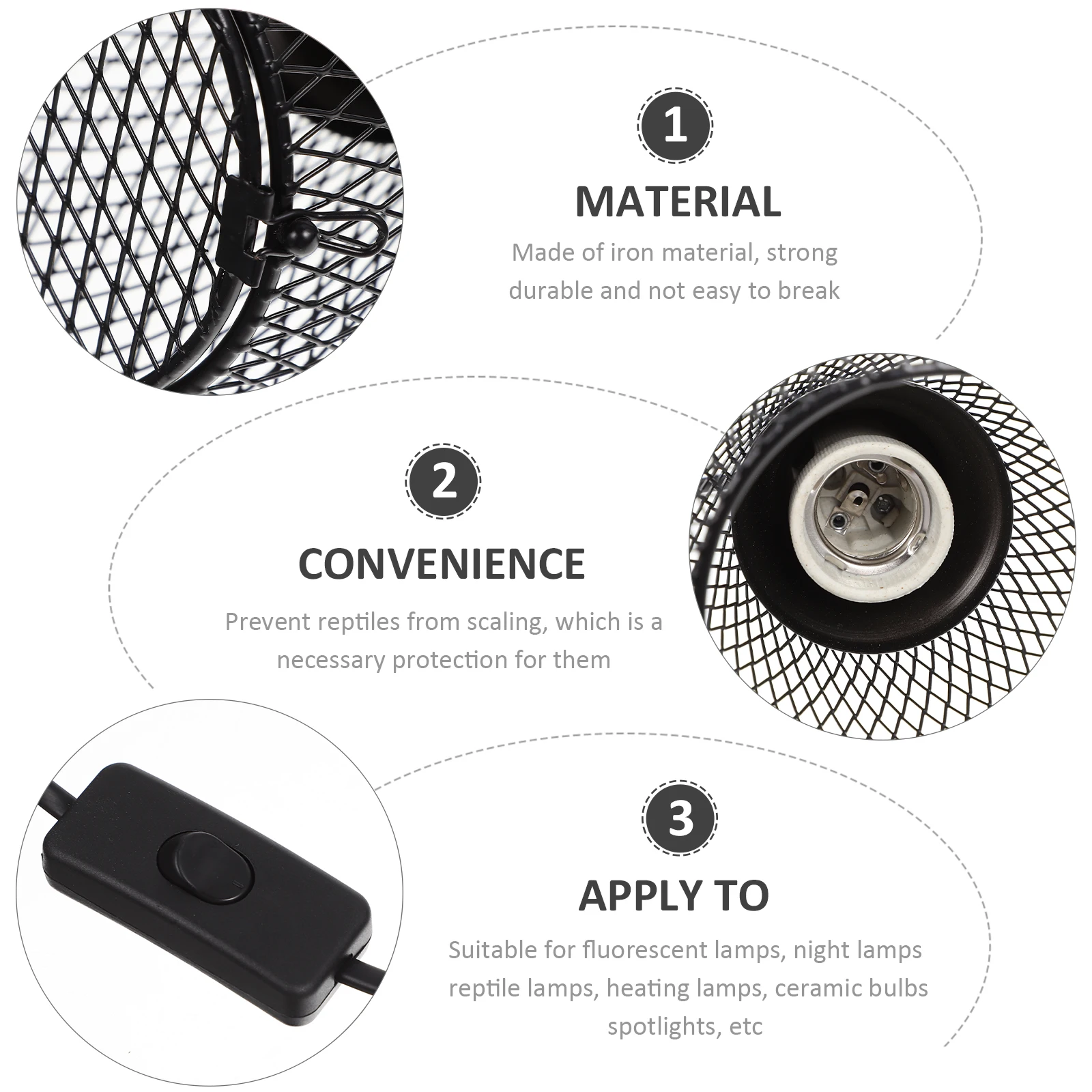 

Reptile Heat Light Iron Mesh Lamp Shade For Terrarium Heating Protective Cover Reptile Box Supply Anti-Scald Lamp Bulb