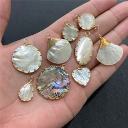 Natural Shell Pendant For Jewelry Making Round Heart Shell Mother of Pearl Charms Abalone Shell DIY Earring Necklace Accessories