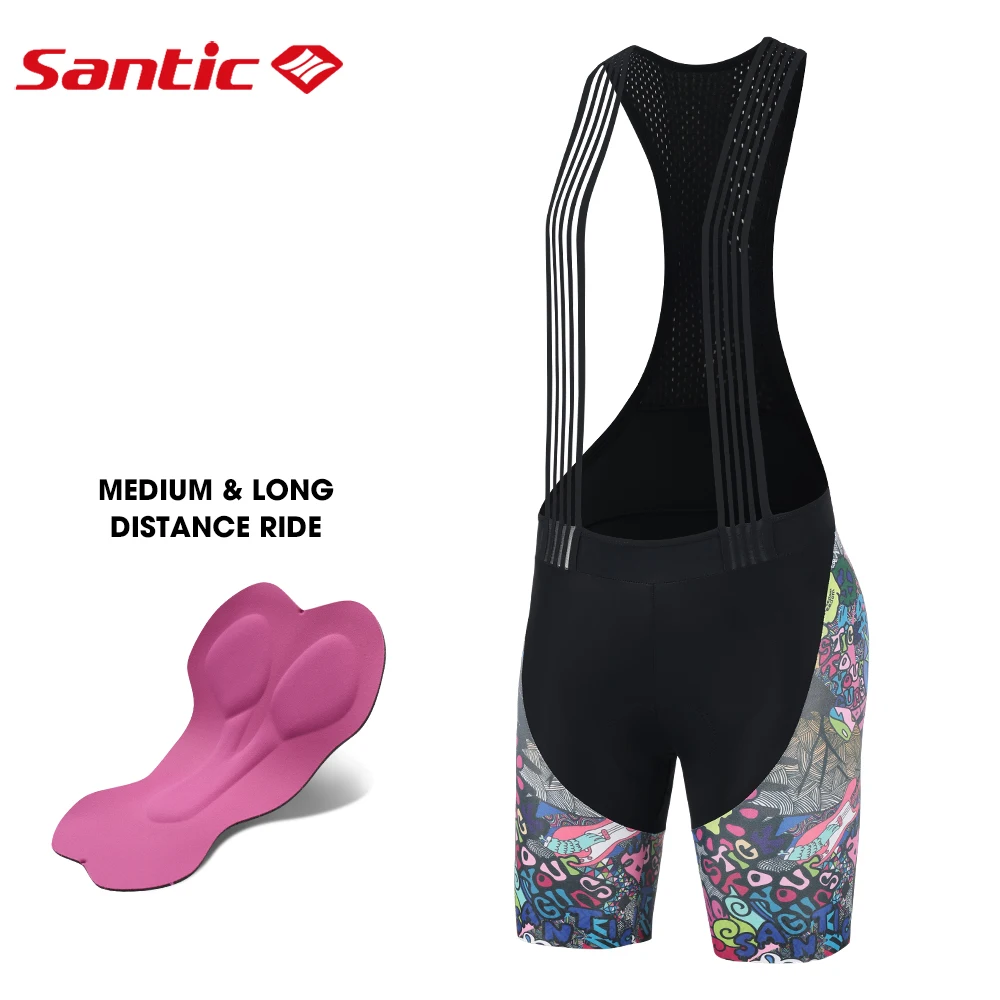 Santic Women's Cycling Bib shorts Quick dry 2022 New Breathable Cycling Bib Shorts  Bicycle Perspiration Bib Shorts  Reflective