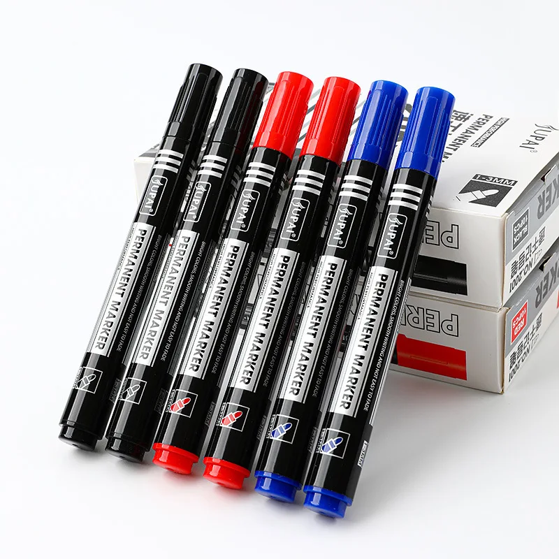 3 Pcs/Set Permanent Marker Pen Waterproof Ink Fine Point Black Blue Red Oil Ink 1.5mm Round Toe Fine Color Marker Pens