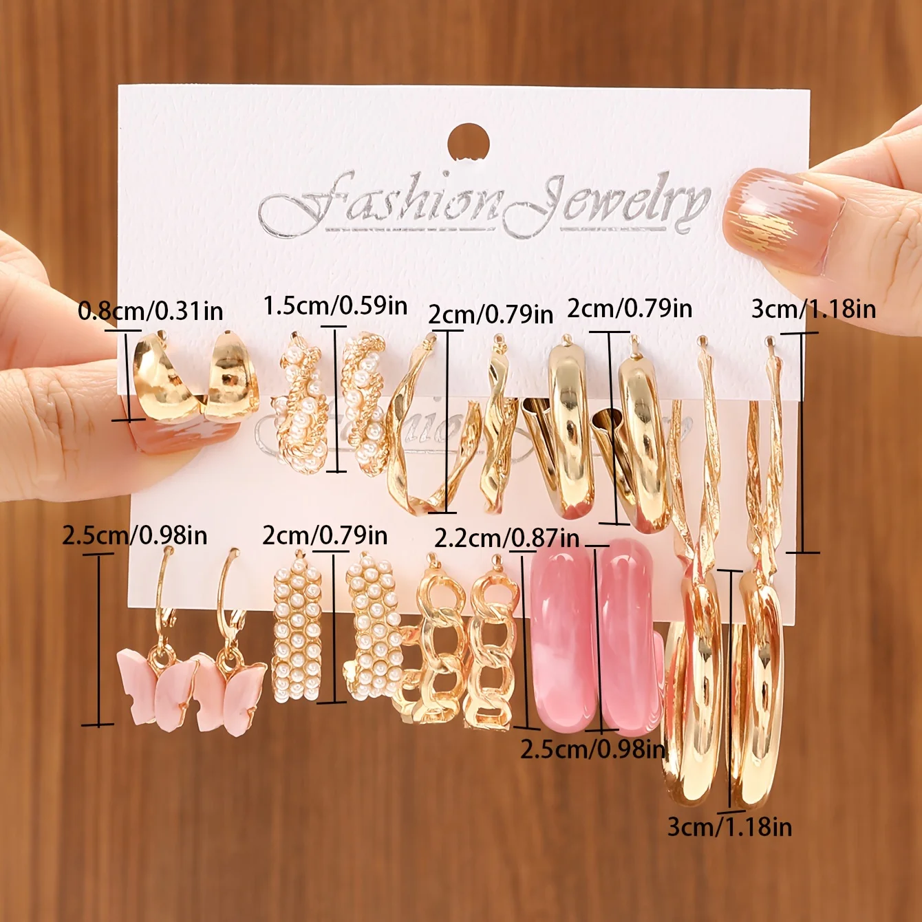 10 Pairs Set Of Delicate Butterfly Pendant Imitation Pearl Design Hoop Earrings Trendy Female Gift For Valentine\'s Day