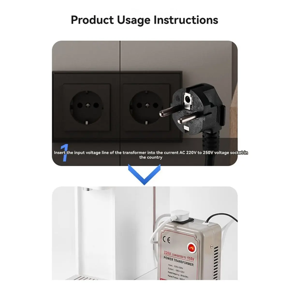 (DT37) 500W Voltage Transformer AC 220V to 110V Step Down Converter for 100-120V USA Appliances EU Plug
