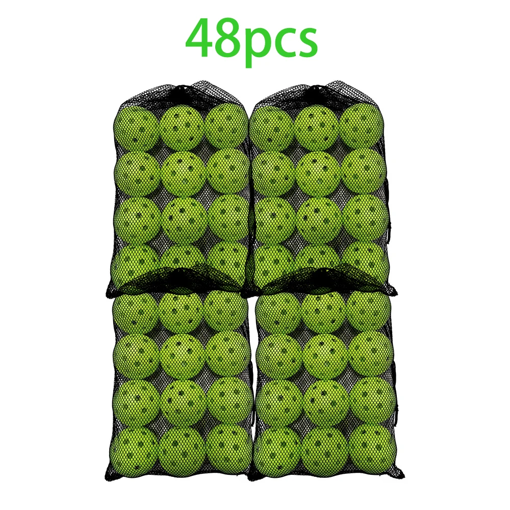 6-48pcs Pickleball Balls Set 74mm 40 Hole PE Outdoor Practice Balls with Mesh Bag for Competition Pickleball Packs of Pickleball