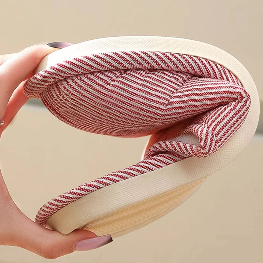 Pantoufles chaudes en coton et peluche pour la maison, chaussures plates d'intérieur en lin antidérapantes, diapositives de maison pour Couple, printemps et automne
