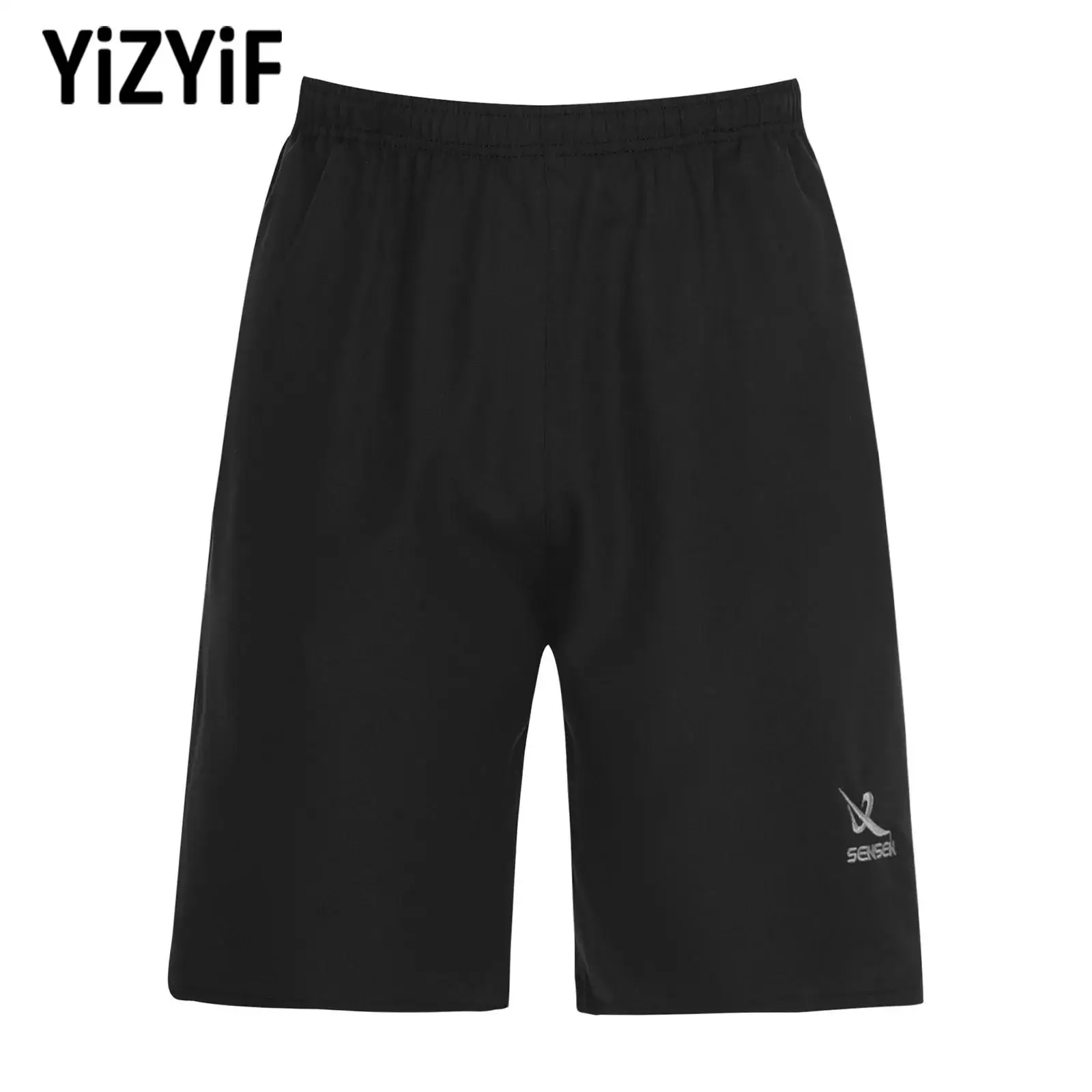Mens Fifth Pants Sports Shorts with Zipper Pockets for Male Breathable Workout Training Quick-Drying Athletic Shorts Sportswear