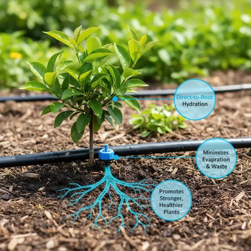 10Pcs 8L Fixed Flow Irrigation Drippers Pressure Compensating Emitter Heads for Greenhouse Orchard Fruit Tree Watering