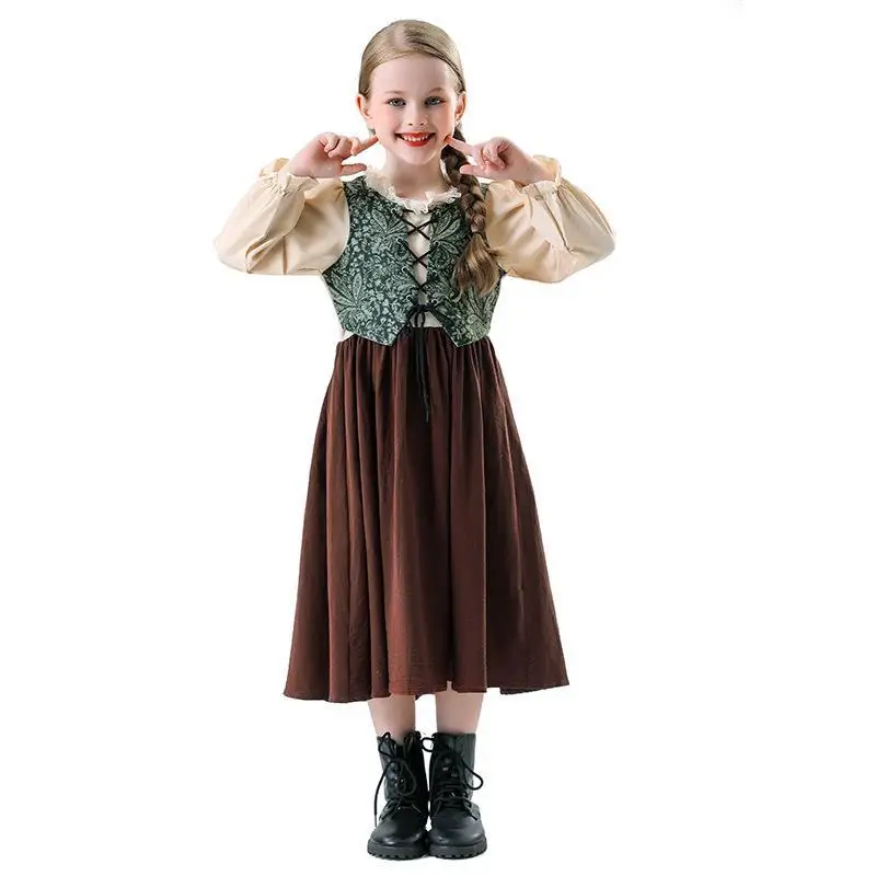 Traditional Retro Children's Dr for Art Performance Cultural Festival Girl's Costume Stage Performance Outfit Vintage Kids...