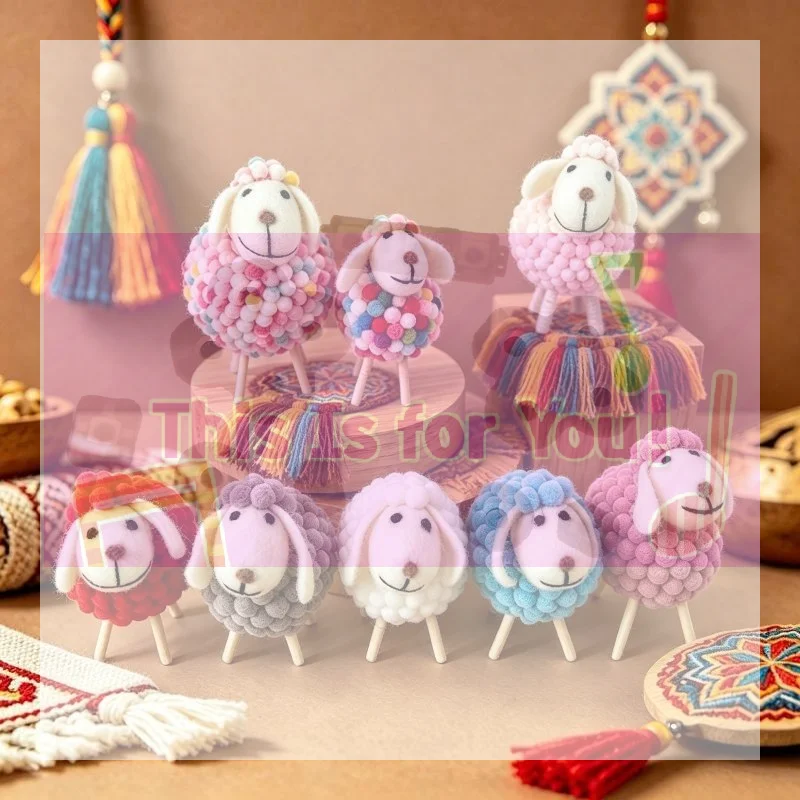 【MA】Handmade Mini Table Ornament Felt Sheep Figurines Miniatures Wool Felt Lamb Cute Toys Desktop Decor Home Furnishings Gifts