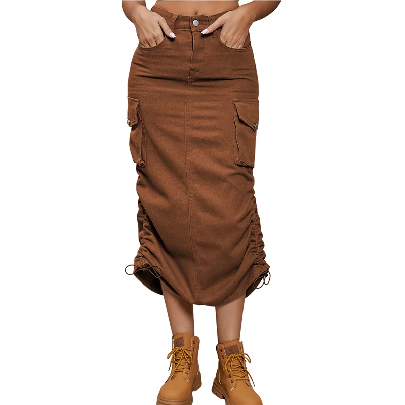 

ASDS-Denim Skirt Below Knee Length High Waisted Jean Skirts For Women