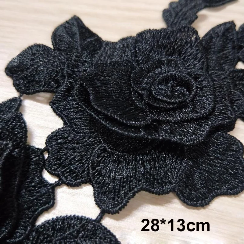 2Pcs Embroidery Rose Flower Sew On Patch Dress Hat Bag Jeans Applique Crafts Clothing Accessories