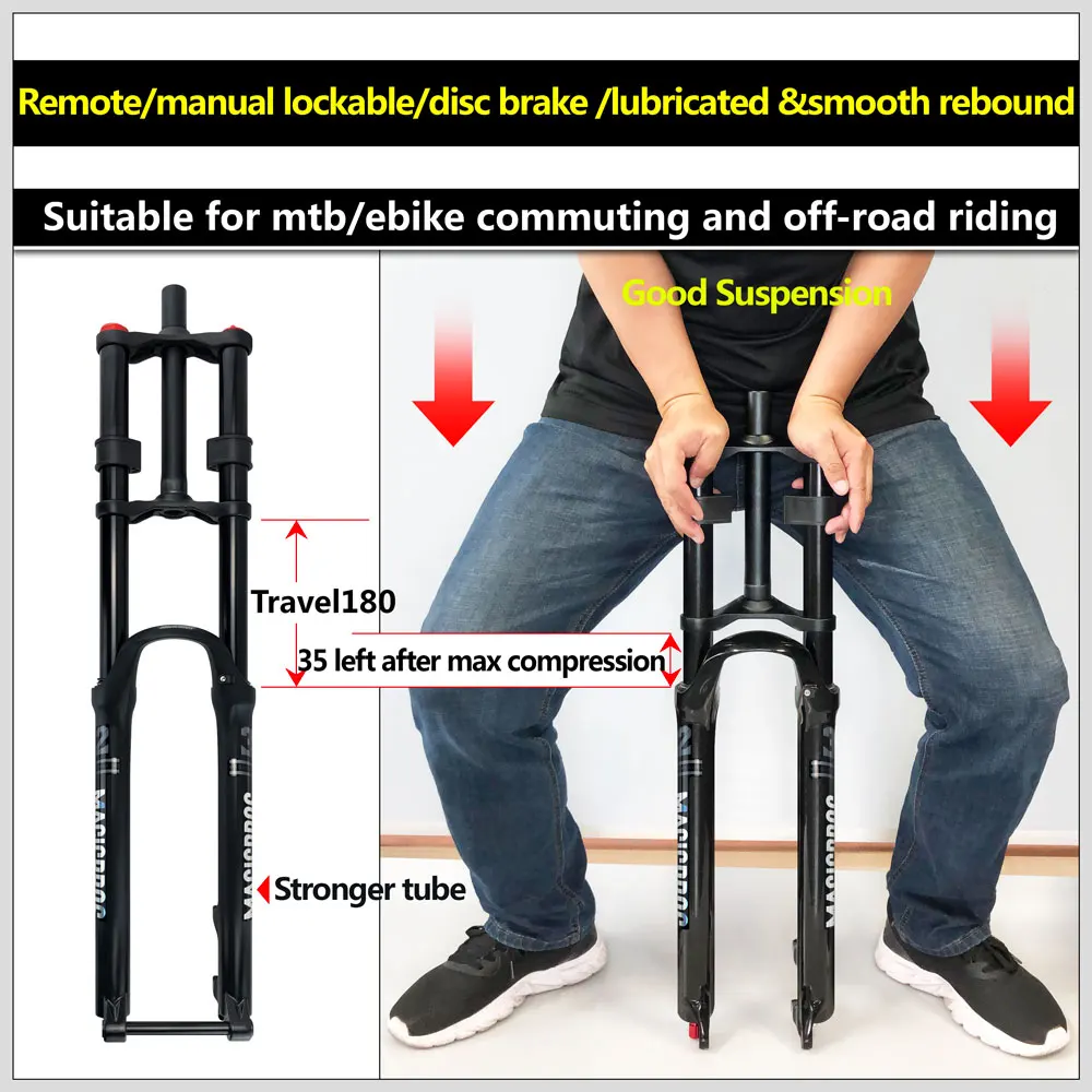 MAGICBROS MG-FK328A Double Shoulder MTB Air Fork 180mm Travel 26/27.5/29" QR/TA Axle 32mm Stanchion Aluminum-Magnesium Alloy