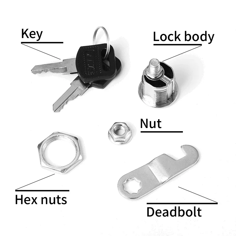 5/20set kunci keamanan logam silinder kabinet gembok Cam Lock dengan kunci keamanan kotak surat kunci laci 16mm/20MM/25MM/30MM