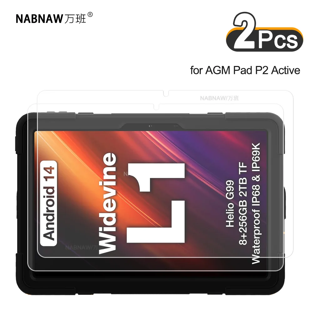 2 Pieces Tempered Glass Screen Protector For AGM Pad P2 Active 11 Ultra Clear Scratch Proof Hard Protective Film