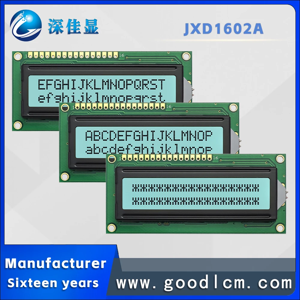 Excellent Russian language 1602 LCD dot matrix screen JXD1602A FSTN White Positive 16 * 2-line digital symbol LCM display module