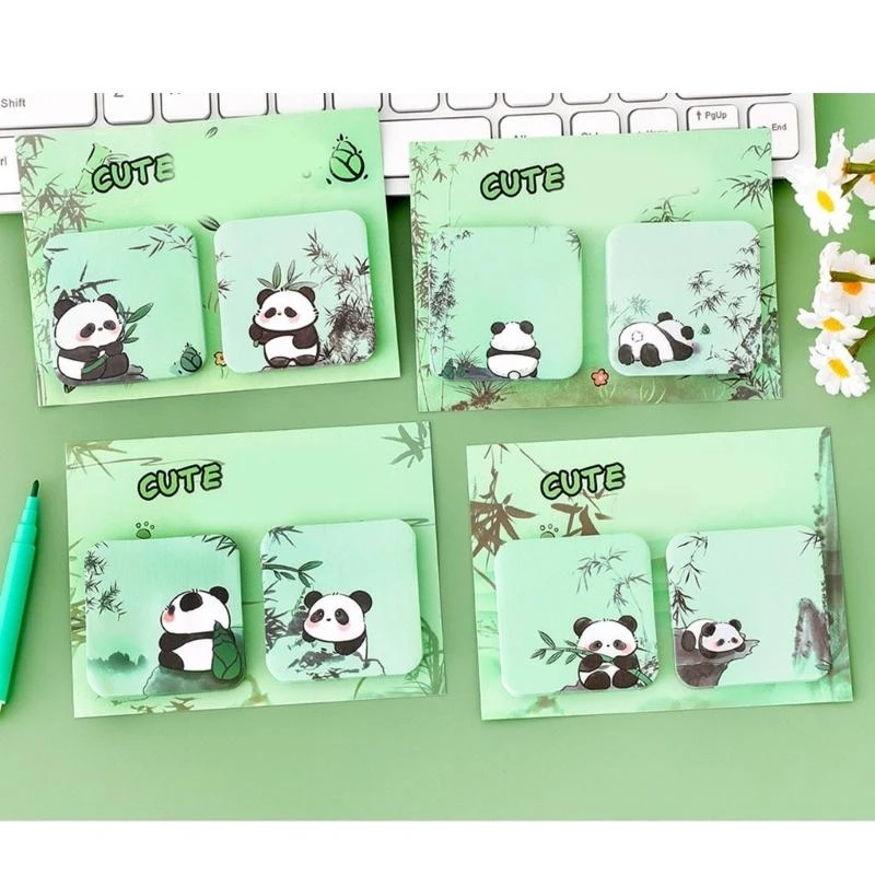 ملاحظات كرتون باندا لزجة 60sheets 50x50mm ملاحظات adheive ملاحظات صغيرة تذكير مذكرات الجيب على مخطط دفتر