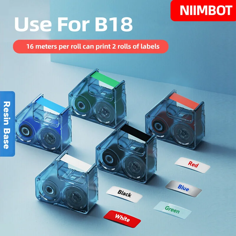 NIIMBOT-Cinta de carbono B18, utilizada como cinta de relleno para impresoras de etiquetas de transferencia térmica/impresoras de etiquetas a color,