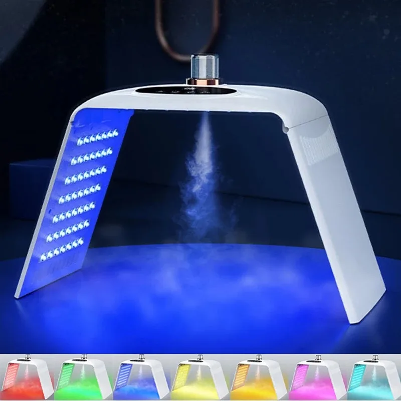 เครื่องโฟตอน LED 7 สีแบบพับได้ พร้อมสเปรย์นาโน 3 ระดับ บำรุงผิวหน้าและผิวกาย สำหรับใช้ในร้านเสริมสวยและที่บ้าน