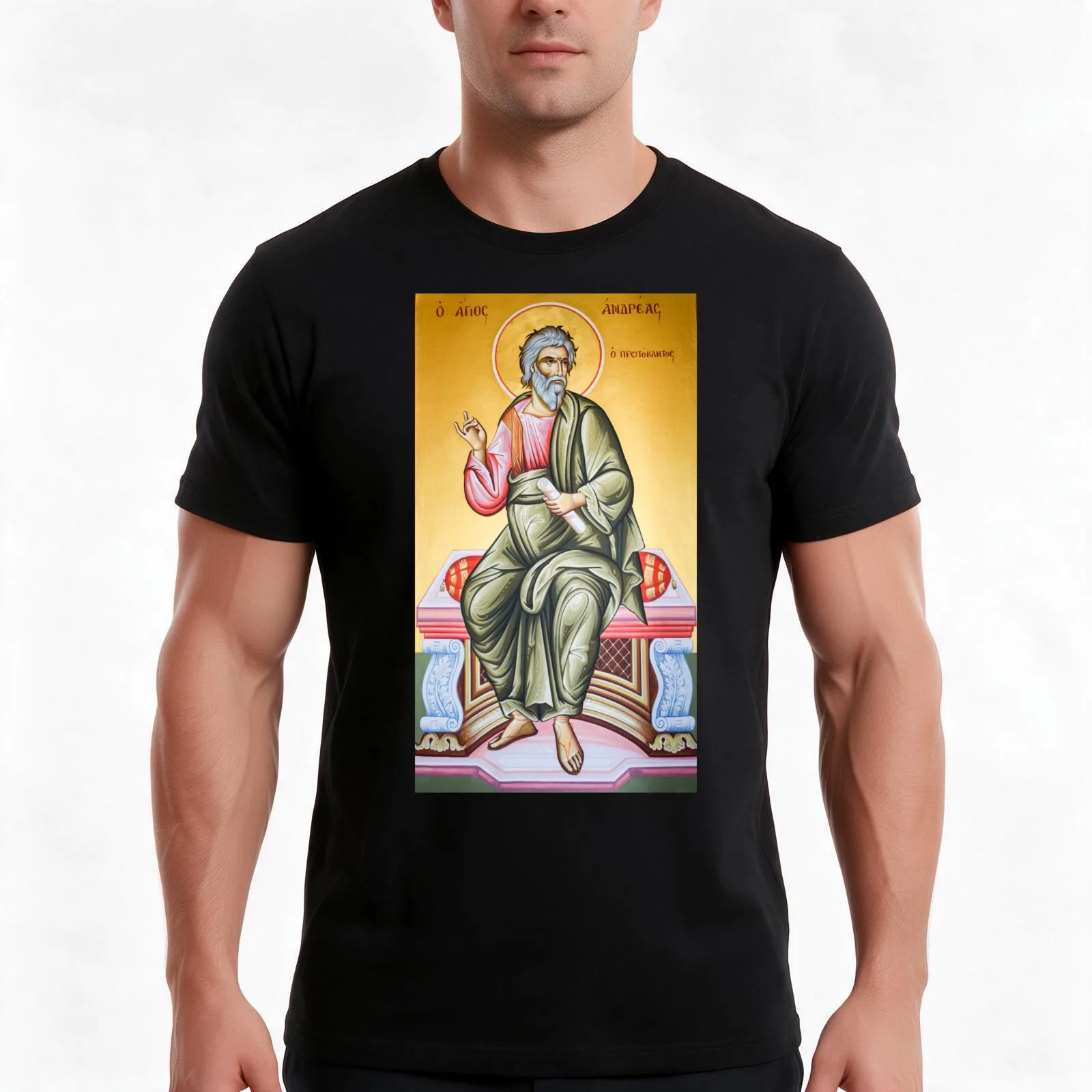 Ayios Andreas (Saint Andrew) T-Shirt, Summer Casual Cotton Tee, Oversized Streetwear Tops, Vintage Graphic Print, 100% Cotton