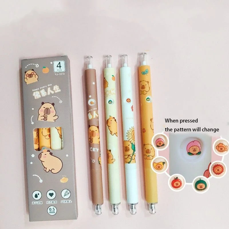 

24/48 шт., креативная гелевая ручка с капибарой, меняющая лицо, милые 0,5 мм, нейтральные ручки с черными чернилами, офисные школьные принадлежности
