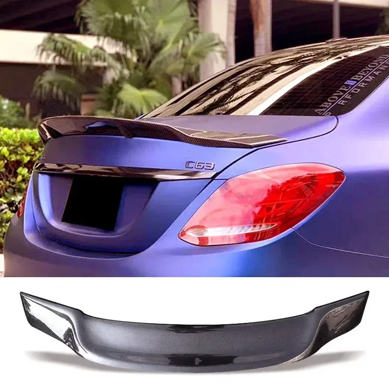 

New！ Carbon Fiber Spoiler for Benz W205 Coupe C43 C63 AMG Rear Ducktail Wing C260 C-class 4 2 Door Trunk Accessories