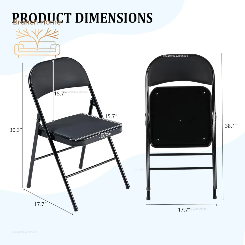 10 Pack Black Folding Chairs with Padded Cushion and Back, Foldable Outdoor Chairs with 330-LBS Capacity, Customized