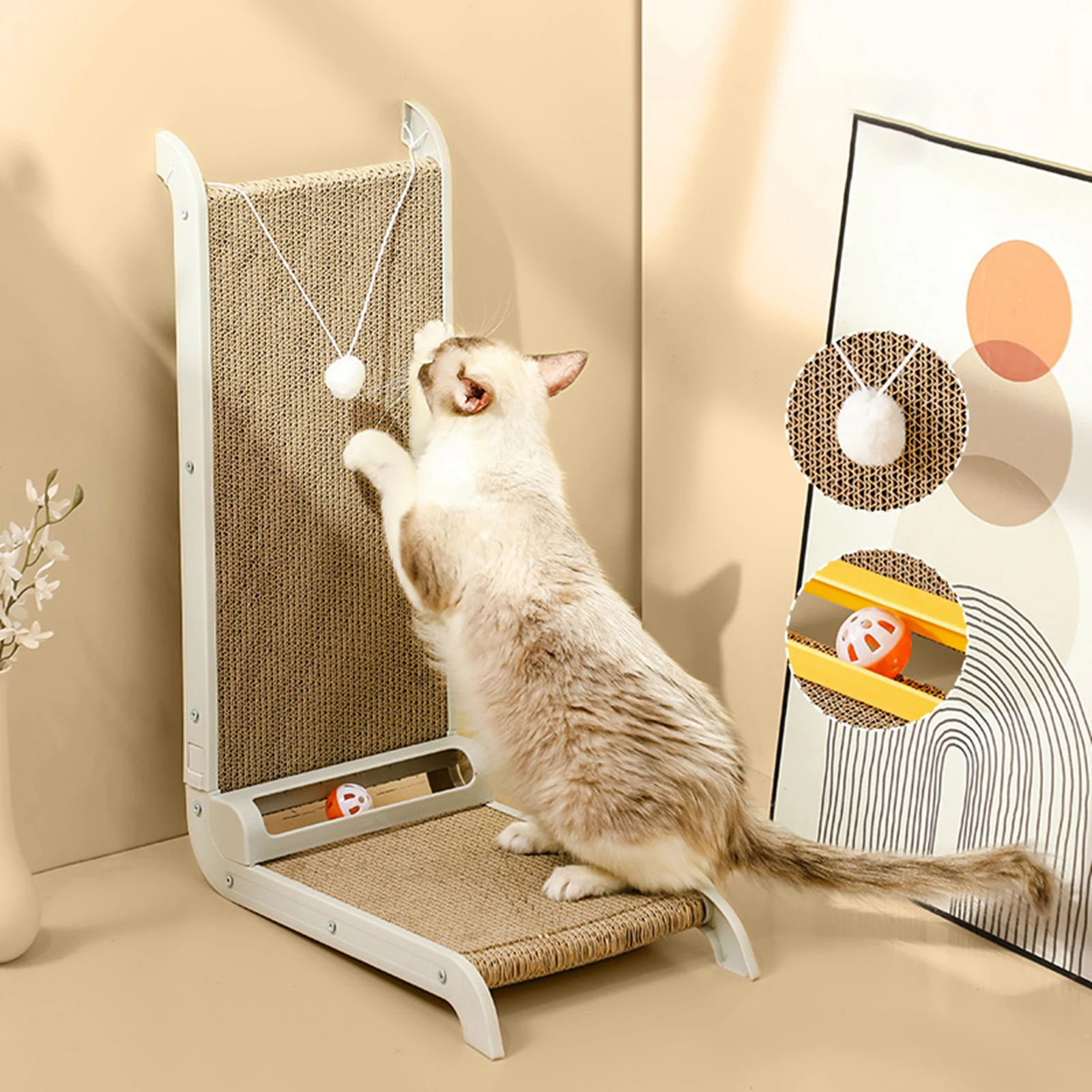 Pet Cat Scratching Board L-shaped Vertical Cat Scratcher Cardboard Scraper Claw abreaction Toy Kitten Corrugated paper Equipment