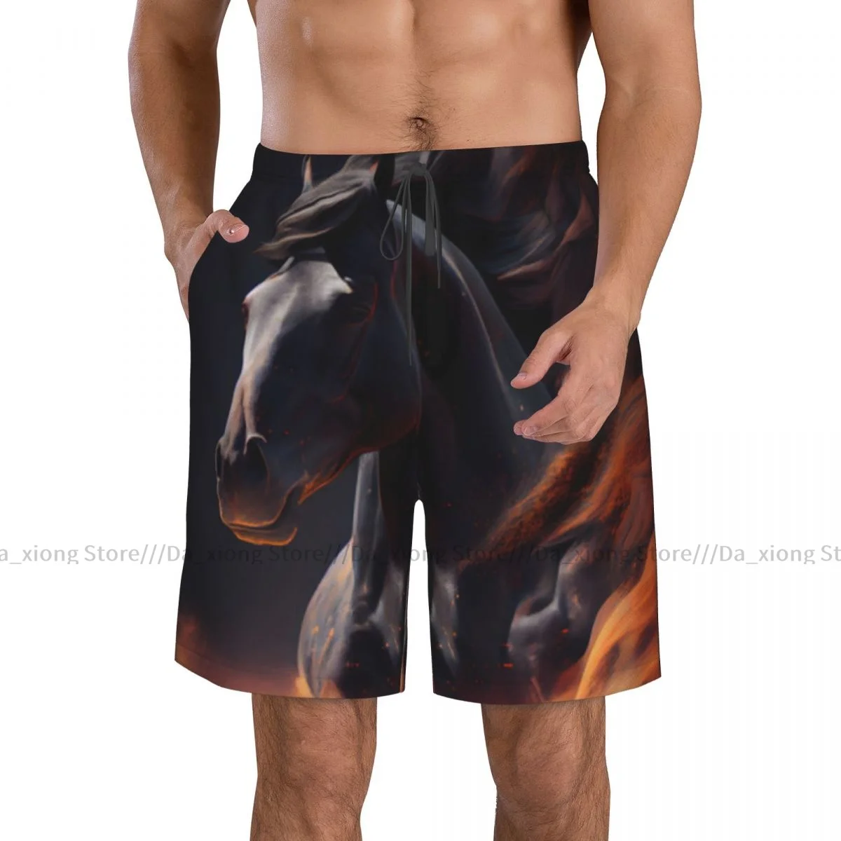 Mens Swimwear Swim Short Trunk Horse With Fire Beach Board Shorts Swimming Surffing shorts