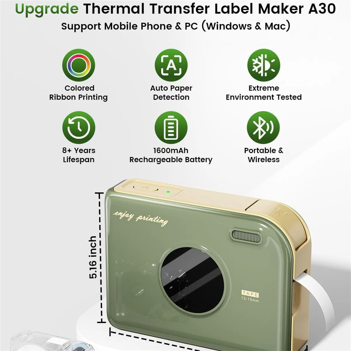 [1pcs label ] PHOMEMO A30 Furnishing Tag Printer Portable Small thermal Printer Mini Tag Machine