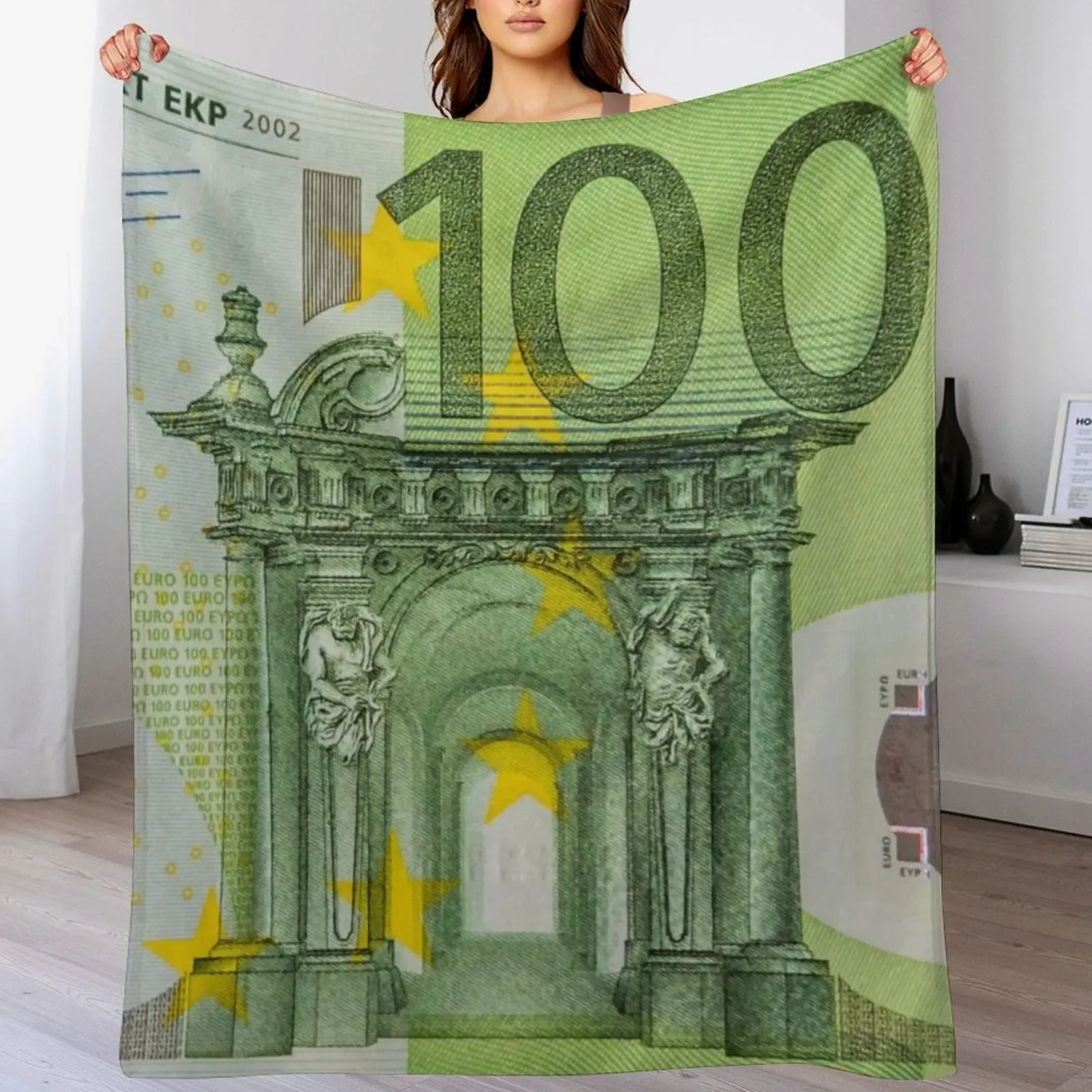 

100 Euro Note for Good Luck Throw Blanket cosplay anime Beach Sleeping Bag Decorative Sofa Blankets