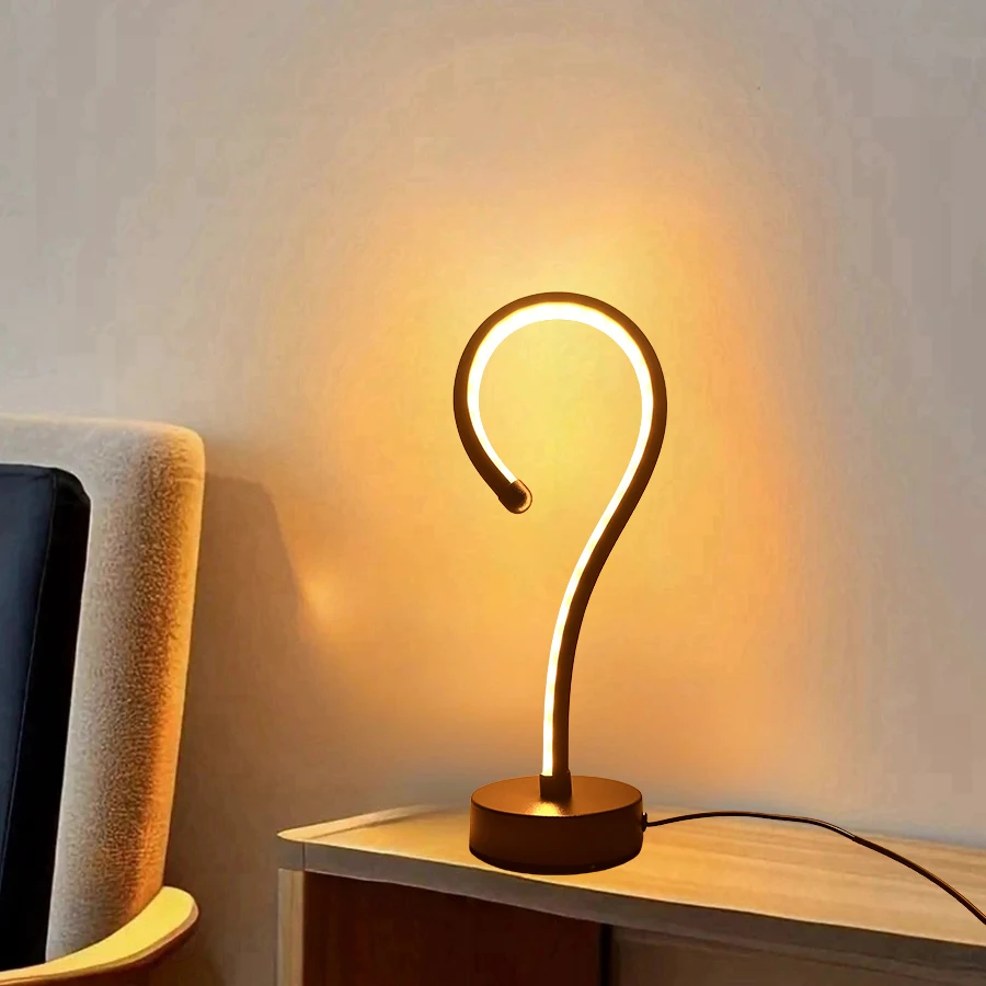 

1PC Creative Question Mark Shape USB Three-color Dimming Desktop Decorative Desk Lamp