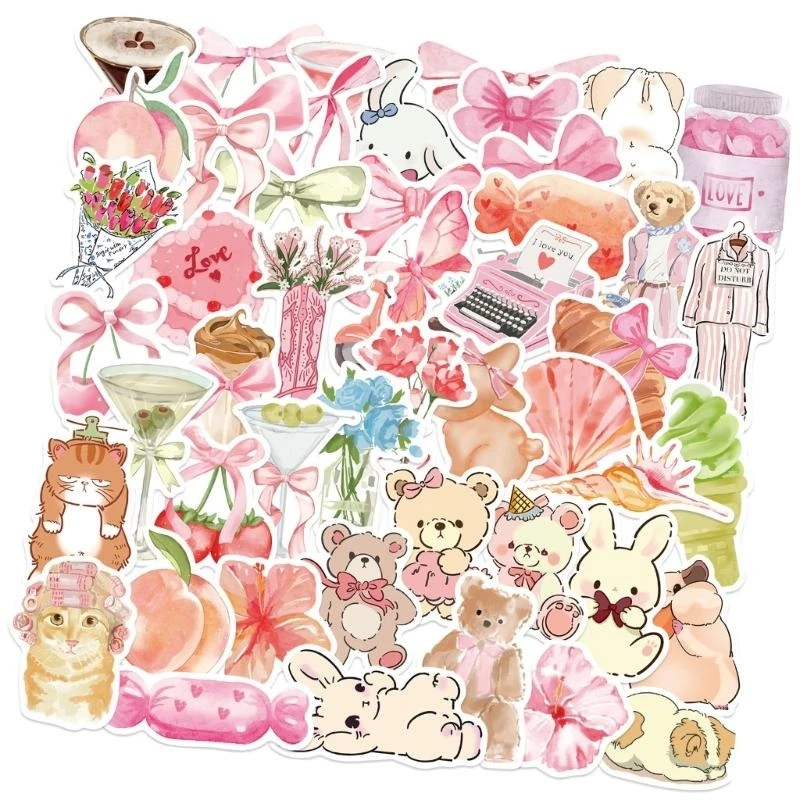 96GE 50 قطعة الكرتون ملصق ملصق مقاوم للماء لسكرابوكينغ دفتر مجلة جراب هاتف الأطفال مكافأة ملصق #6