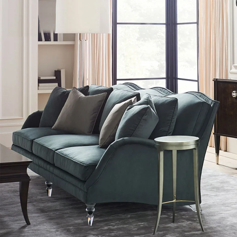 American light luxury modern solid wood, fabric sofa coffee table combination living room French simplicity