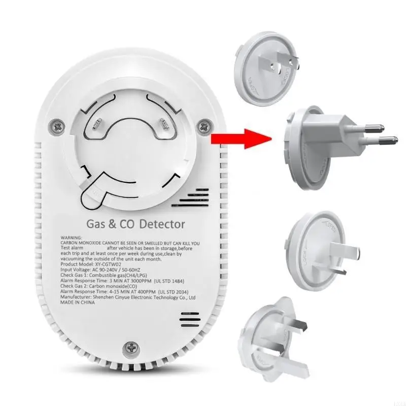 

LXAA Plugs in Gas Detector With 4 Protections Features CO LPG Temperature Humidity Trackings For Living Space