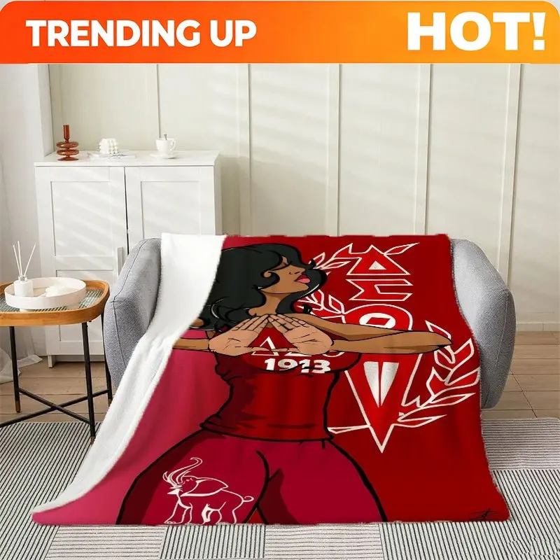 Customize Delta Sigma Theta Sorority Printed Fleece Blanket - Soft And Cozy, Warm for All Seasons - Ideal for Home, Office, Car,