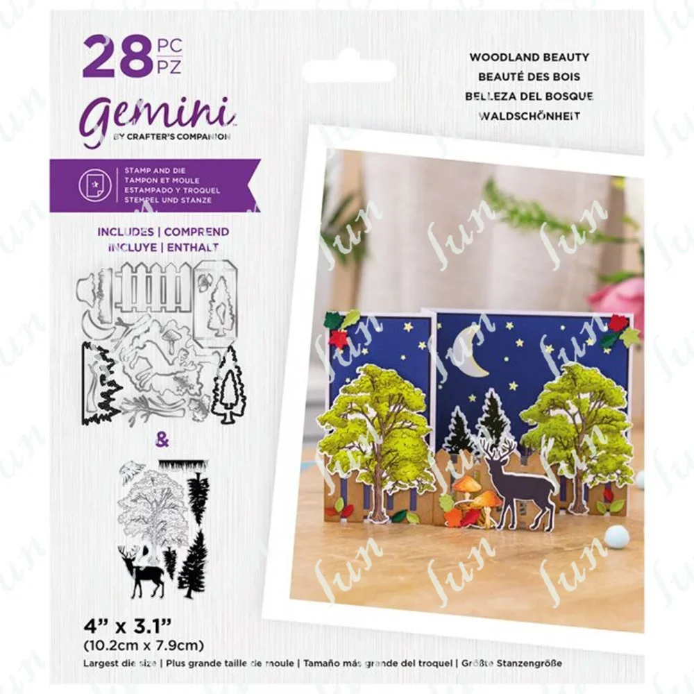 

Christmas Tree Elk Woodland Metal Cutting Dies and Clear Stamps New DIY Making Scrapbooking Card Decor Embossing Stencil