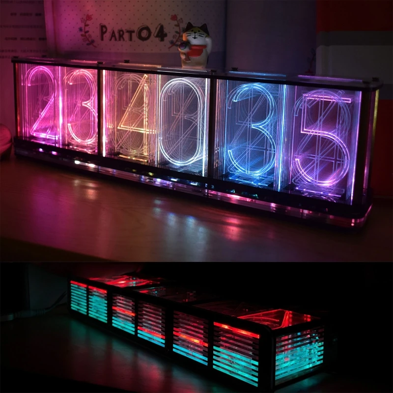 

Для творческого моделирования Tube Clock Цифровые часы с переменным цветом Светодиодные цифровые часы Цифровые ламповые