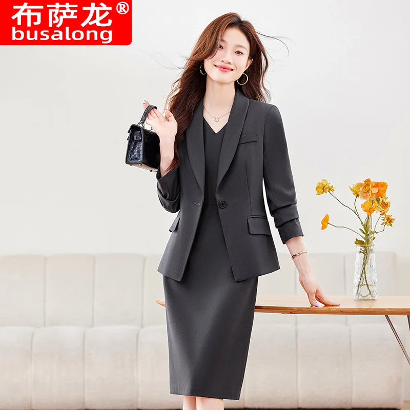 Professional Commute Suit Women's Spring and Summer New Elegant Business Suit Sleeveless SheathOLTwo-Piece Dress