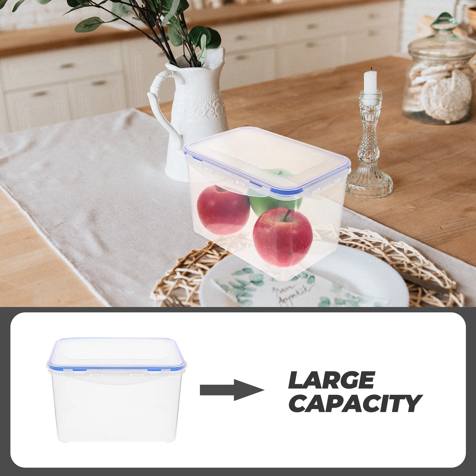 

-Keeping Food Storage Container with Lid Large Capacity Fridge Fruit Outdoor Use Strong for Long-Term