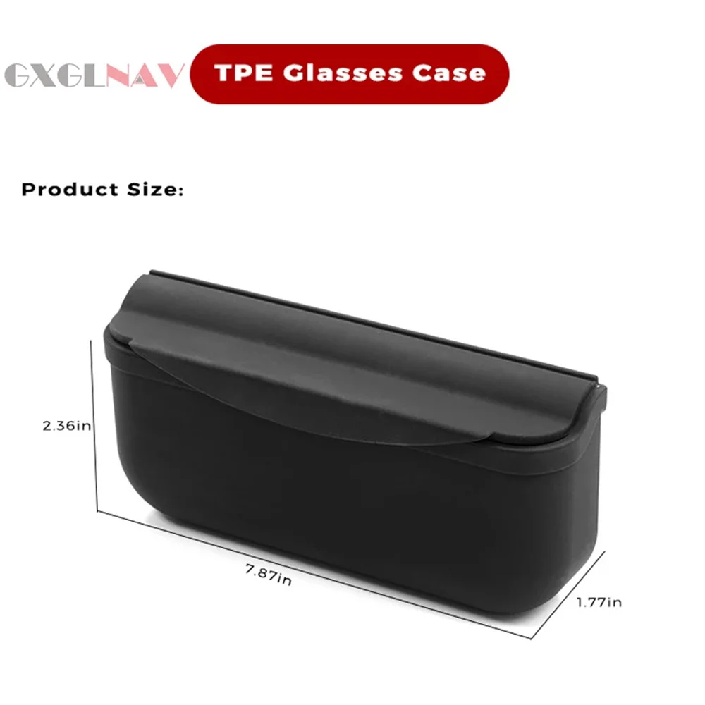 Sticky TPE Glasses Case Storage Box For Tesla Model 3 Model Y Sunglasses Box Interior Bill Card Storage Box Sunshade