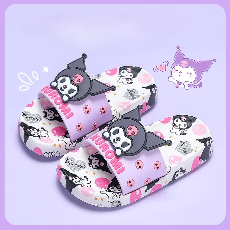 Sanrio Kawaii My Melody Cinnamoroll Kuromi Anime Cartoon Kids Slippers Indoor Beach Sandals Anti-slip Bathroom Footwear Gift