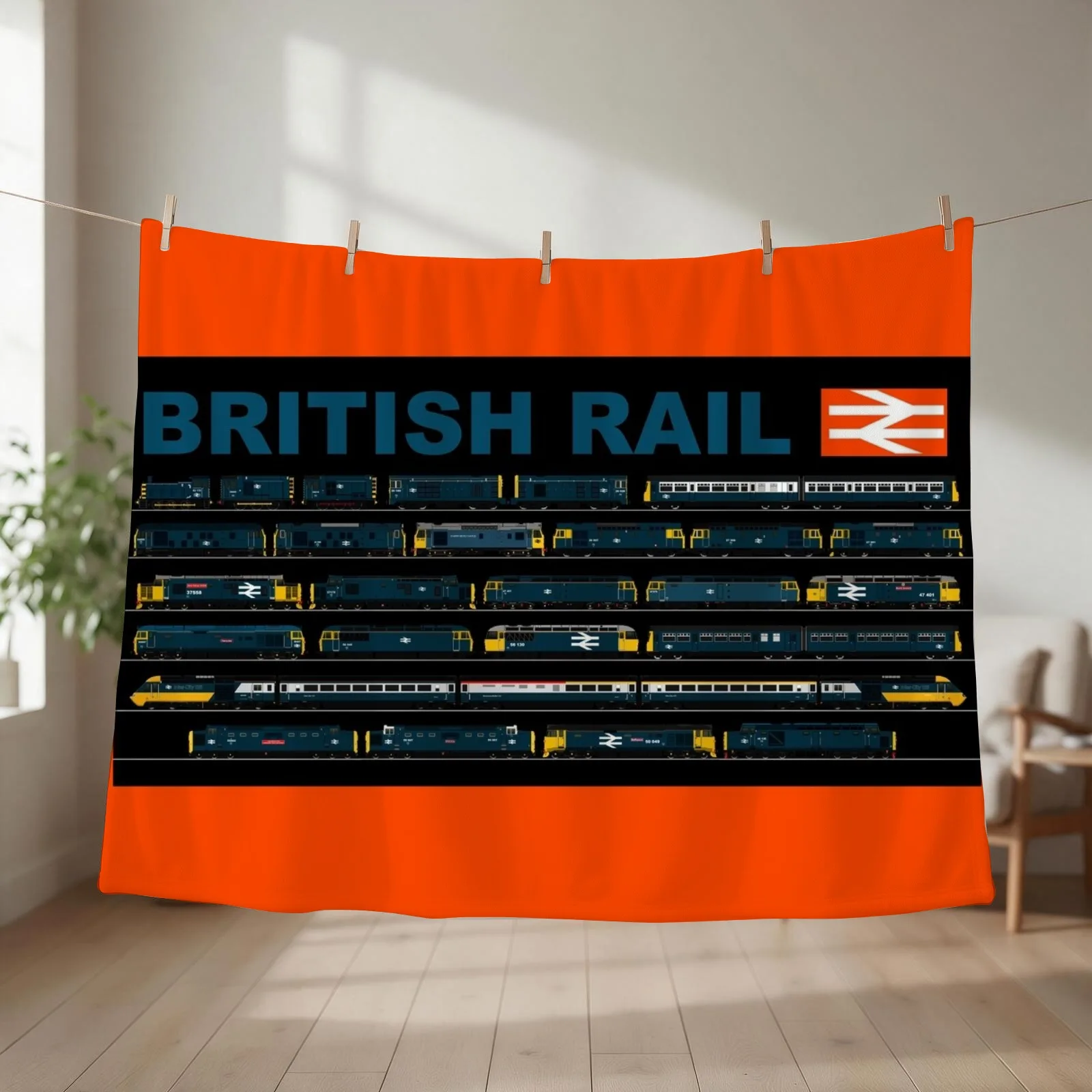 BRITISH RAIL TRAINS Throw Blanket couch cozy soft plush fuzzy picnic outdoor blanket