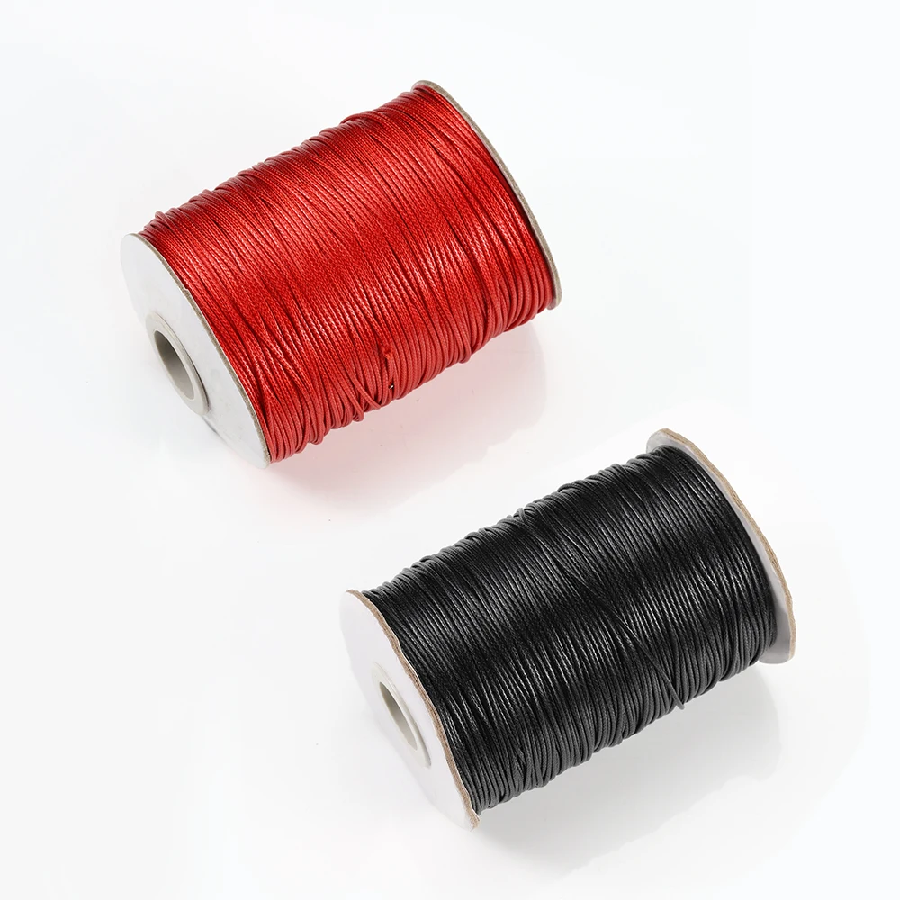 10 Yard 1mm 1.5mm Black Leather Cord Waxed Cotton Thread Strings Necklace Bracelets Rope