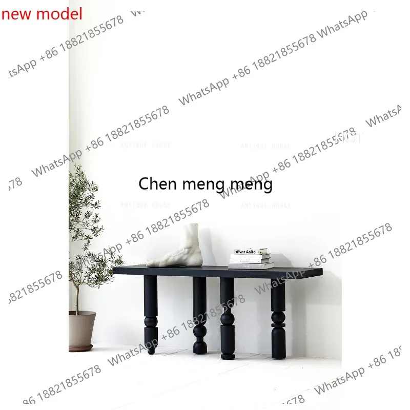 Living Room Furniture Japandi Distinctive Look Irregular Legs Oak Black Wooden Modern Console Table Console Tables