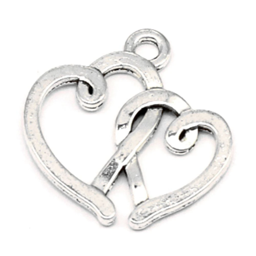 100pcs Wholesale Jewelry Lots Double Peach Heart Charms Pendant Supplies For Jewelry Materials 20x20mm