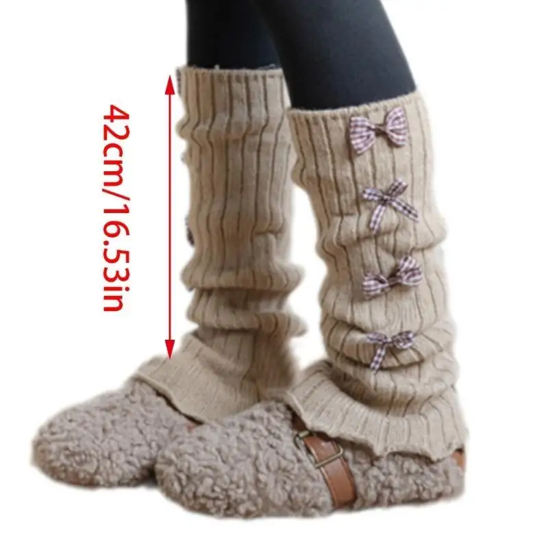 U13F المألوف الحلو جورب الأكمام طول الركبة تدفئة الساق مع Bowknot الديكورات الاطفال جوارب أنبوبية طويلة للنشاط المدرسي #6