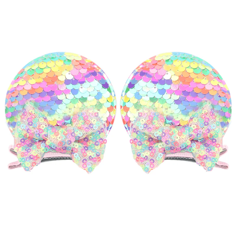 Christmas Sequins Cute Mouse Ears Hair Clip ​For Girl Festival Trip Glitter Hairpins Children Birthday Party DIY Hair Accessorie