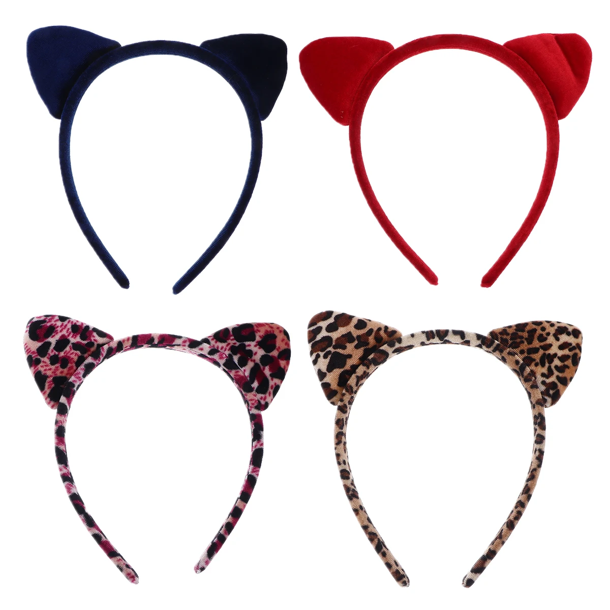 

4 Pcs Hoop Leopard Print Cat Ear Headb Party Accessories Ear Hair Hoop Halloween Costume Fits Most Heads Black Gift