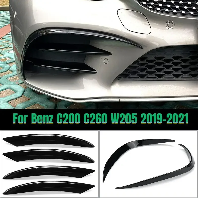 

for Mercedes Benz C CLASS C200 C260 W205 2019 2020 2021 Front Bumper Lip Splitter Spoiler Fog Lamp Trim Cover Grille Sticker